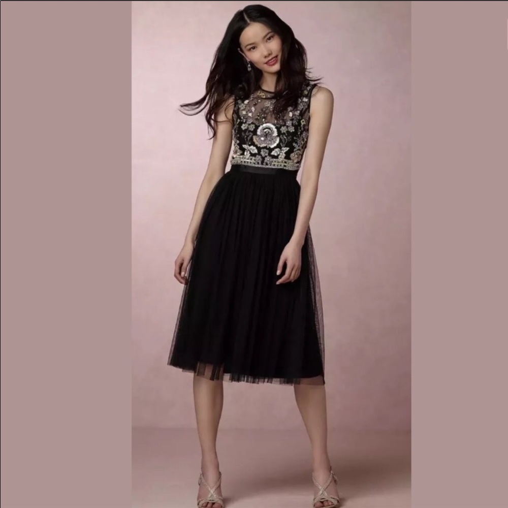 Needle & Thread Beaded Black Tulle Dress